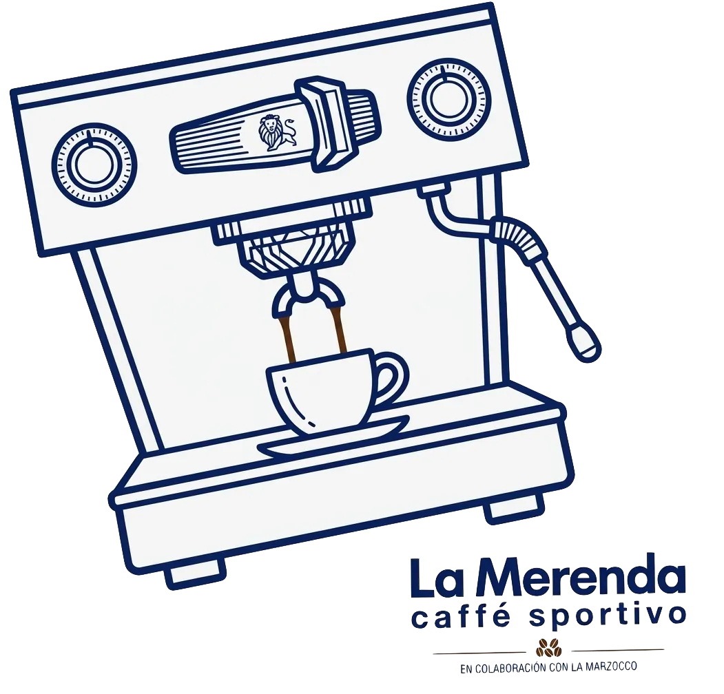Ilustración de máquina de café La Merenda, en colaboración con La Marzocco