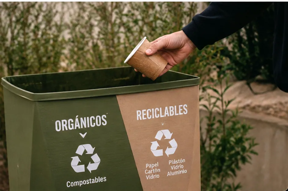 Estación de reciclaje con separación de orgánicos y reciclables